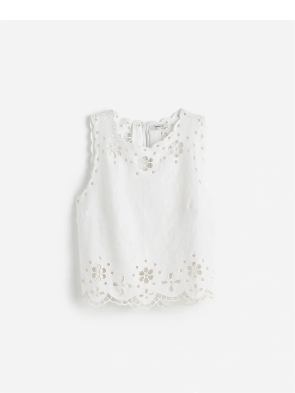 Madewell Embroidered Linen Eyelet High-Low Tank Medium